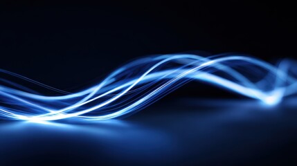 Dynamic Blue Light Streaks: Abstract Energy Flow on Dark Background, High-Resolution Technology Concept