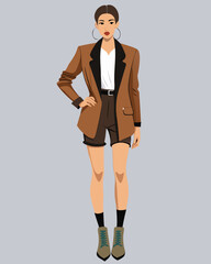 Fototapeta premium Creative Female Outfit Ideas Editable Vector – Fashion Illustration, Character Design, Digital Costume Concepts, Stylish Clothing Inspiration for Brands