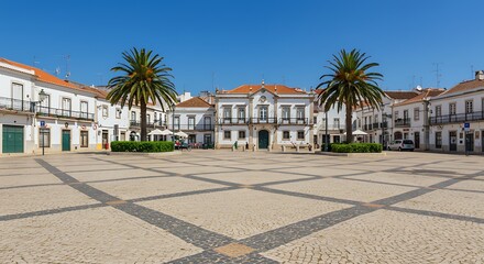 Scenic view of the praca luis de camoes, a picturesque town square located in the city of lagos, portugal