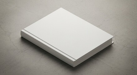Fototapeta premium Blank white book mockup on a textured gray surface, perfect for showcasing your book cover design or branding.