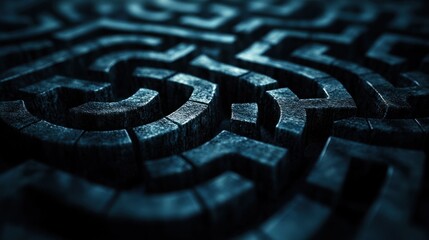 Intricate Dark Labyrinth Design with Textured Patterns for Creative Concepts and Abstract Imagery