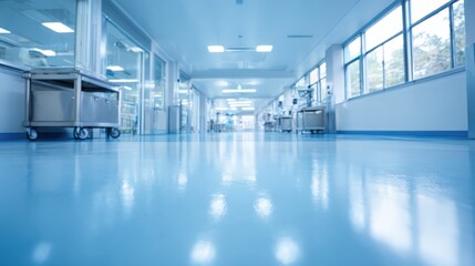 Obraz premium Hospital Interior with Shiny Floors, Sterile Environment, and Medical Equipment Ready for Healthcare Services