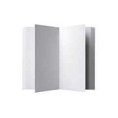 Blank open book with white pages on a black background