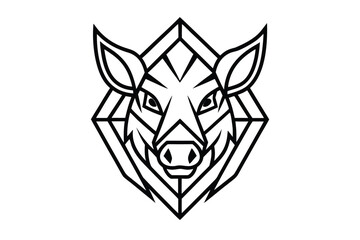 Geometric boar head with sharp lines looks forward within a diamond shape