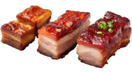 A culinary display of three raw beef steaks prime cuts of meat arranged on a wooden table surface prepared ingredients for a gourmet meal in a kitchen.