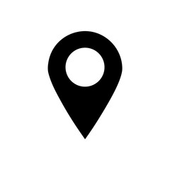 Black location marker on transparent background silhouette