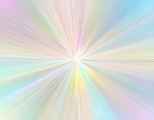 Obraz premium A very soft, multicolored starburst with subtle, pastel light rays in shades of pink, yellow, blue, and green radiating from a central point.
