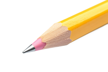 Close up of a sharpened yellow pencil tip on a black background