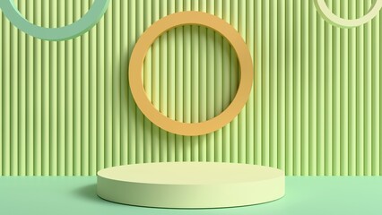 modern 3d rings on a product stage