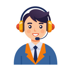 Customer service agent with headset isolated on white background