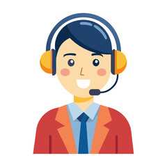 Customer service agent with headset isolated on white background smiling