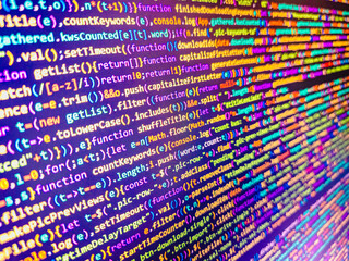 Failure in the program, blue screen, programming. . Screen display digital certificate ,Cyber security concept. Developer working on program codes in office. Computer code on laptop (web developing)