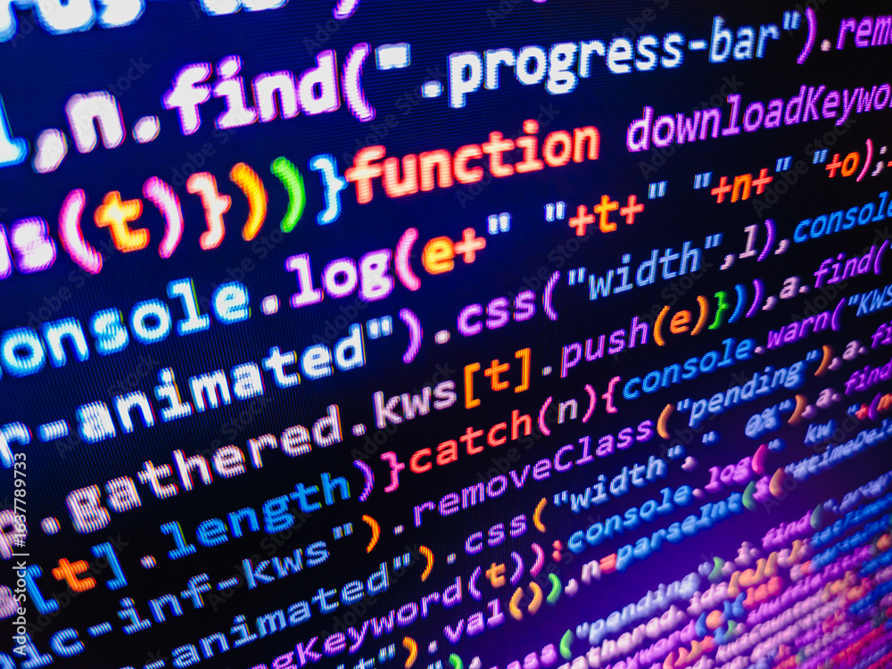 Wall mural developer occupation work photo. programing workflow abstract algorithm concept. we. developer worki