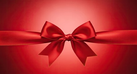 Red ribbon bow on a red background