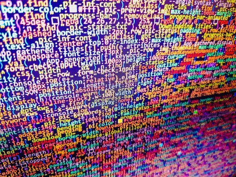 Programming, webdesign HTML printed code. Computer Script. SEO optimiz. Javascript instructions. Programmer occupation job. Mobile application design Concept