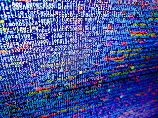 Lots of digits on the computer screen. Abstract technology background. Computer Script. Screen of code for overlay background. Abstract technol. Abstract source code background