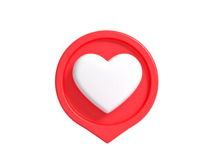 bubble chat with heart icon 3d isolated on transparent png