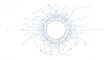 Abstract Technology Background Circular Network, Gear Design, Circuit Board Vector Illustration