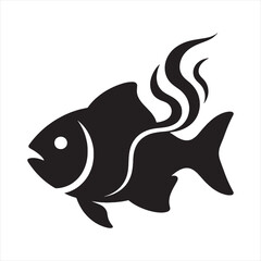 Steaming hot fish silhouette where curved lines rising above the fish to symbolize heat.