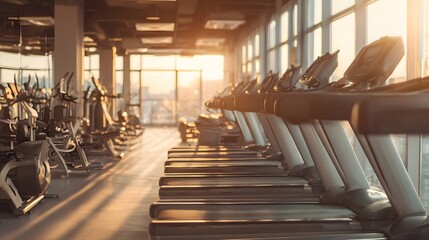 Modern exercise equipment in a brightly lit gym.