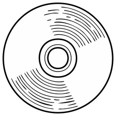 Compact disc illustration in black and white