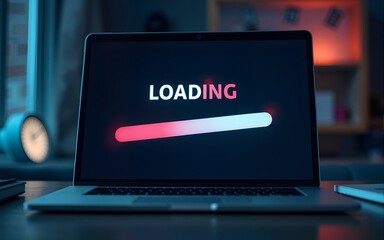 loading progress bar internet online network process information digital technology virtual screen web laptop computer. High quality