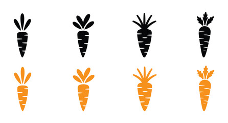 Carrot silhouette  icon set vector on white background 