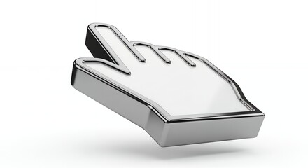 Metallic 3D Cursor Hand Pointer Icon Click, Interact, Digital