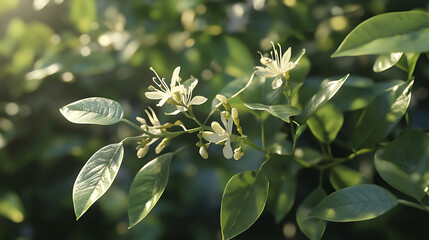 Fototapeta premium Delicate blossoms and leaves