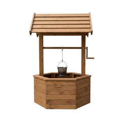 Rustic wooden wishing well garden decoration