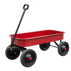 Classic red toy wagon for children isolated on transparent background © PNG Lab