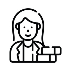 A linear icon showing active student with books