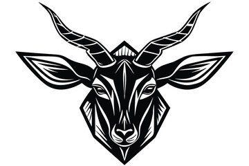 Gazelle head with geometric and tribal flair in bold black linework creates impact