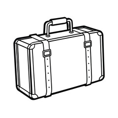 a line art drawing of a suitcase illustration on white background 