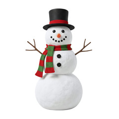 Cheerful snowman with a top hat for christmas holidays