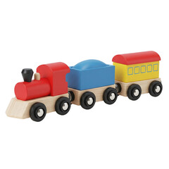 Colorful wooden toy train for children's play and development