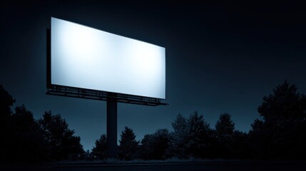 Fototapeta premium Billboard at Night Blank Advertisement Space for Marketing Campaigns in a Dark Urban Setting