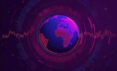 Digital Earth, glowing, abstract,  tech