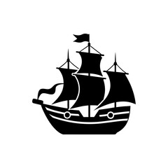 Silhouette of a ship on transparent background
