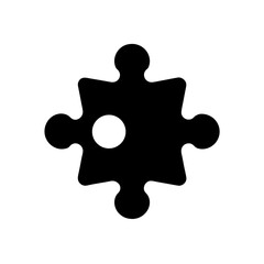 Puzzle piece simple art on transparent background silhouette