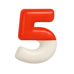 3D Red White Balloon Number 5 Icon