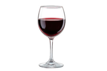 Clear glass wine glass filled with dark red wine
