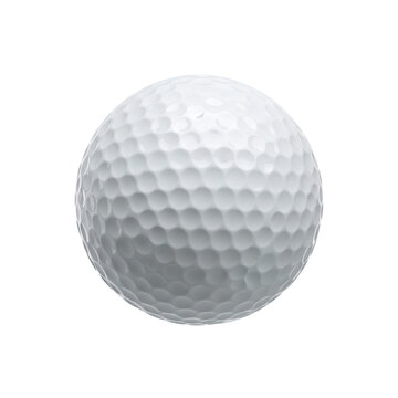Single white golf ball on transparent background
