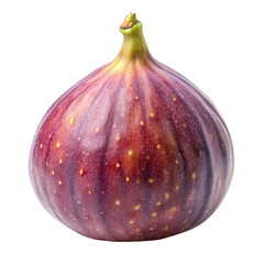 CloseUp of a Fresh Fig on Transparent Background with Purple and Red Skin