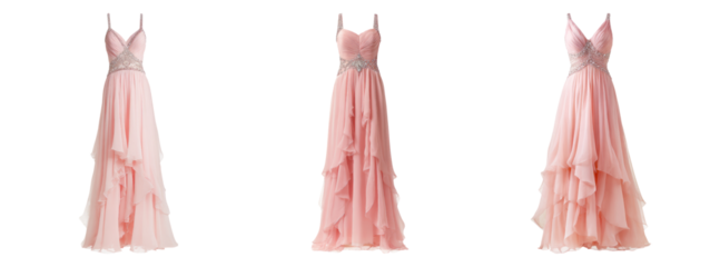 Elegant Pink Dress Set Isolated on Transparent Background for Fashion