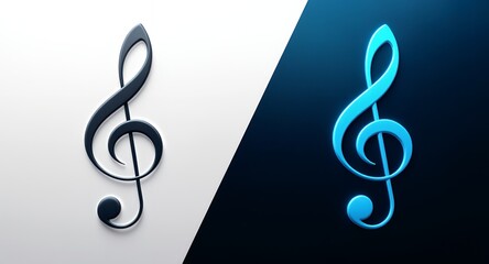Fototapeta premium Treble Clef Music Note Symbol Black Blue 3D Render