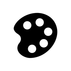 Palette with five spots on transparent background silhouette