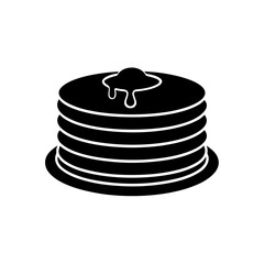 Pancakes stack syrup on transparent background silhouette