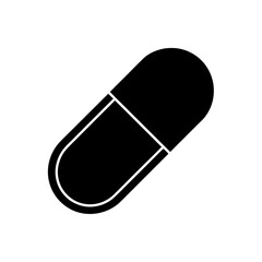 Isolated capsule pill on transparent background silhouette