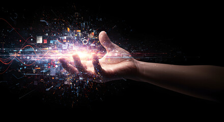 Illuminating innovation hand holding data with digital element future vision